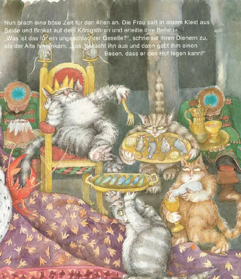 Ausschnitt einer Märchenillustration von Gabriele Hafermaas aus dem Märchenbuch ?Der Goldene Fisch?