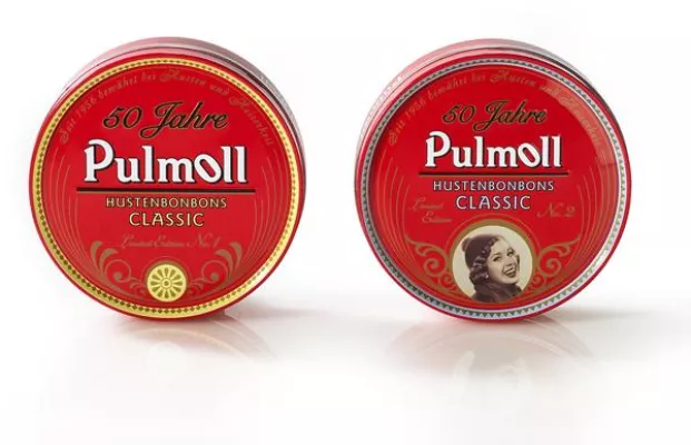 Bild: Pulmoll wird 50. Enterprise IG entwickelt Jubiläumsdosen für Pulmoll Classic