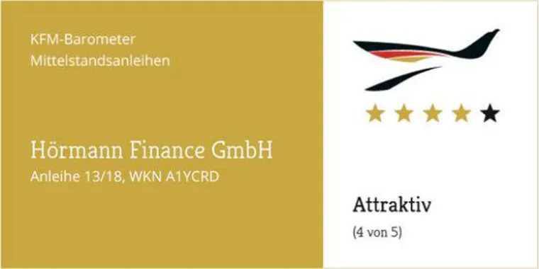 Bild: KFM-Mittelstandsanleihen-Barometer – Anleihen-Emission der Hörmann Finance GmbH