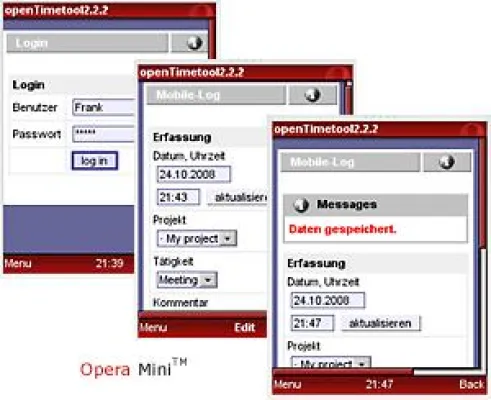 Bild: Mobile Zeiterfassung mit openTimetool 2.2.2
