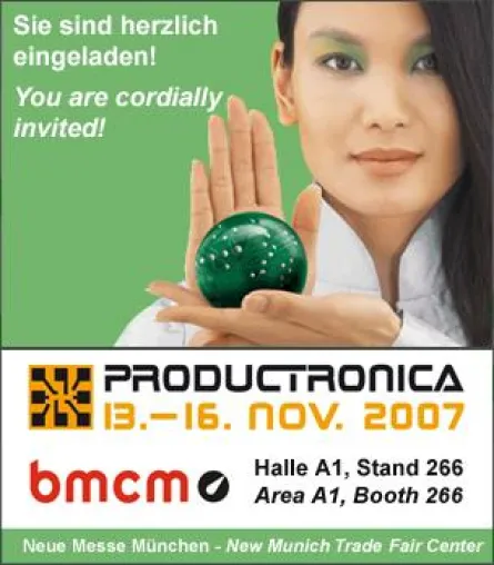 BMC Messsysteme GmbH erstmalig auf der PRODUCTRONICA 2007 vertreten Bild: BMC Messsysteme GmbH erstmalig auf der PRODUCTRONICA 2007 vertreten