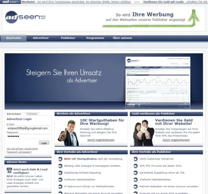 Bild: Das neue Werbenetzwerk adseen.de bietet jetzt auch Sale und Lead Partnerprogramme an