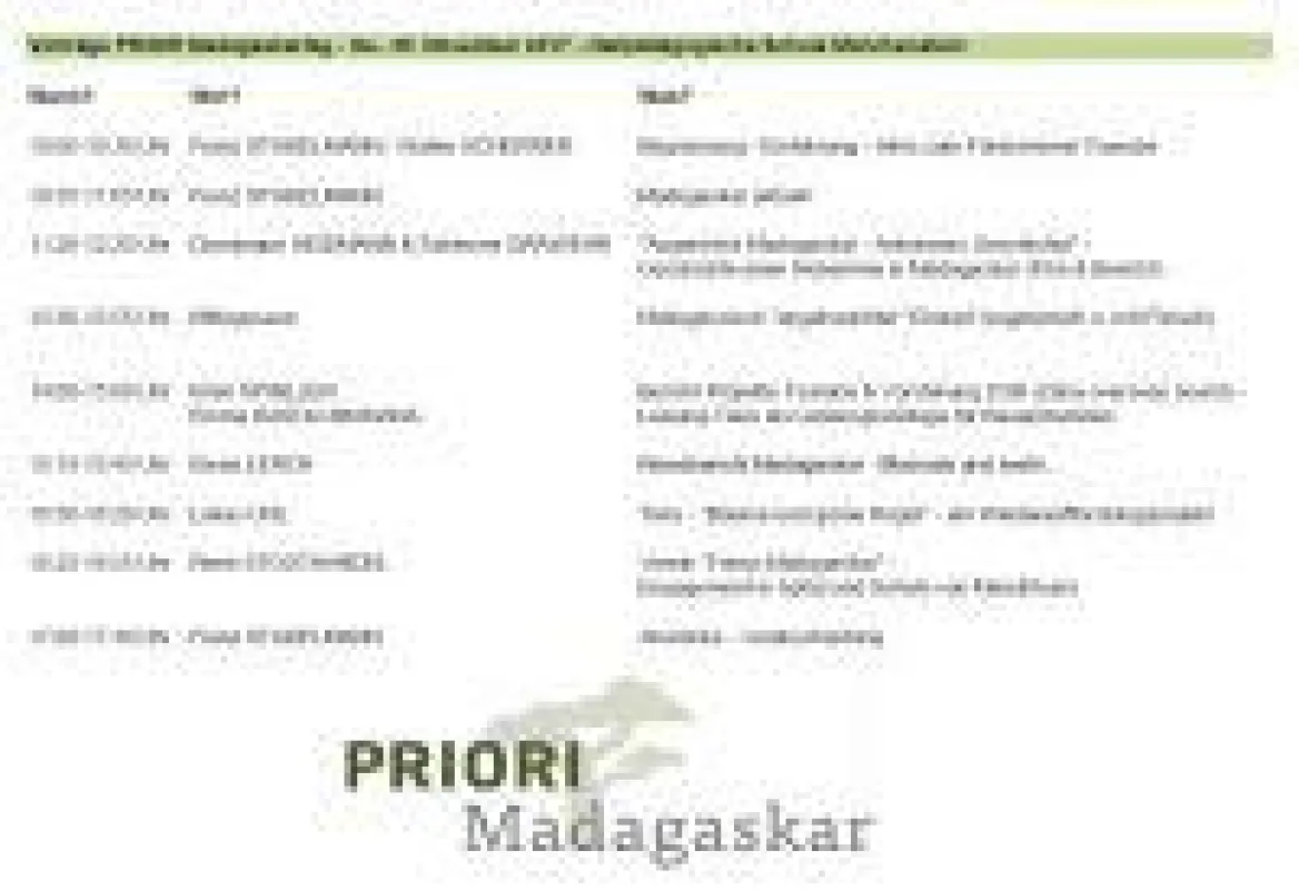 © PRIORI Reisen GmbH - Madagaskartag 2017 - Tagesprogramm und Vortragsthemen
