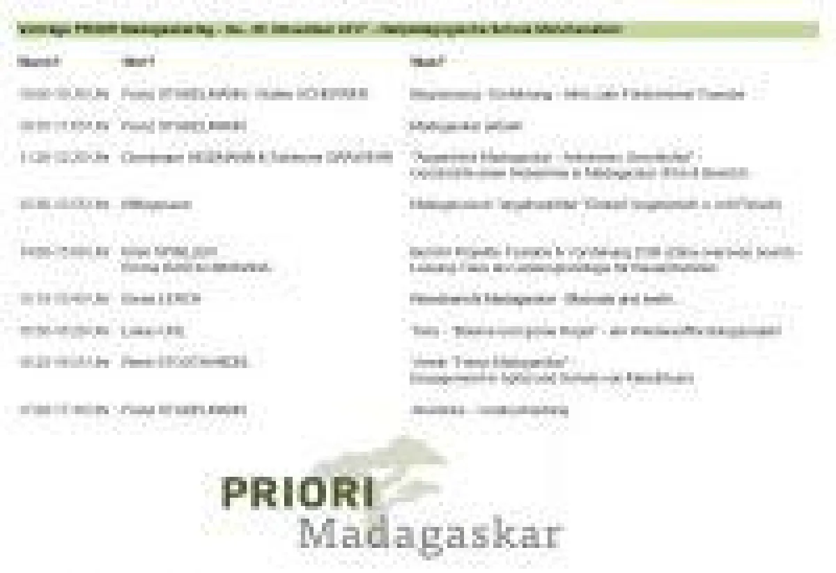 © PRIORI Reisen GmbH - Madagaskartag 2017 - Tagesprogramm und Vortragsthemen