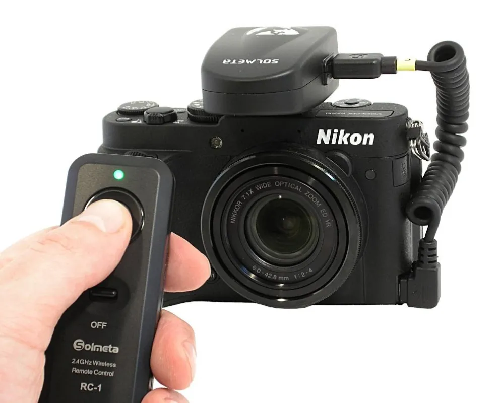 Solmeta Geotagger Pro 2 auf Nikon P7700 mit Funkauslöser RC-1