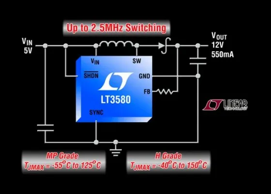 Bild: Linear Technology: 2A/42V-Aufwärtswandler jetzt auch in Hochtemperaturversionen "H"- und "MP-Grade" erhältlich