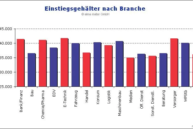 Bild: alma mater Gehaltssudie 2010: Einstiegsgehälter von Akademikern liegen trotz Krise bei fast 40.000 € pro Jahr
