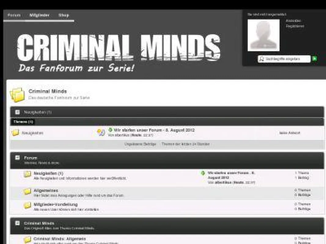 Startseite des Criminal Minds Fanforum