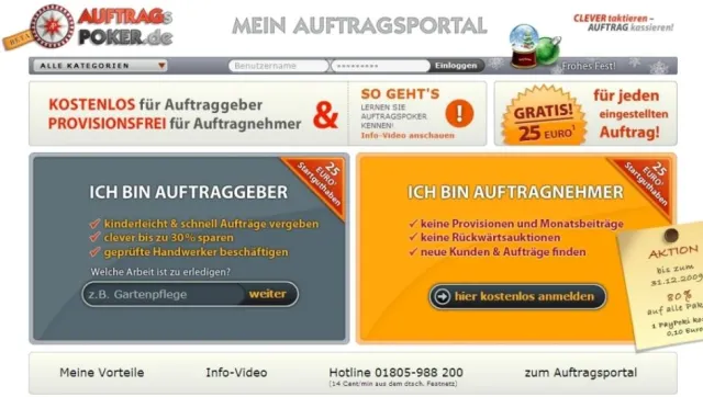 Bild: Auftragspoker.de - Aufträge von Jedermann für Jedermann
