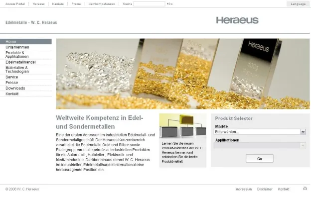 Heraeus startet mit 19 neuen Websites ins neue Jahr Bild: Heraeus startet mit 19 neuen Websites ins neue Jahr