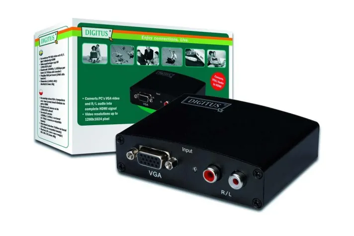 DIGITUS® Konverter wandelt VGA- und Audio- Signale in HDMI um Bild: DIGITUS® Konverter wandelt VGA- und Audio- Signale in HDMI um