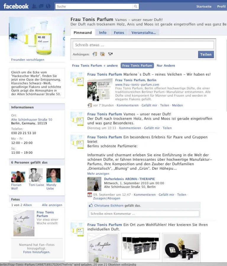 Frau Tonis Parfum auf Facebook