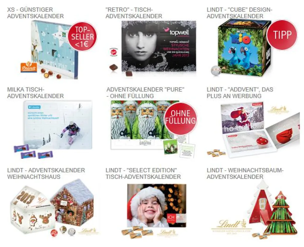 Werbe-Adventskalender individuell bedrucken