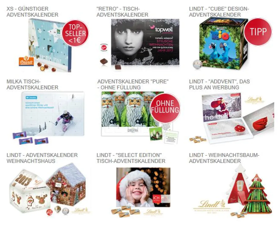 Werbe-Adventskalender individuell bedrucken