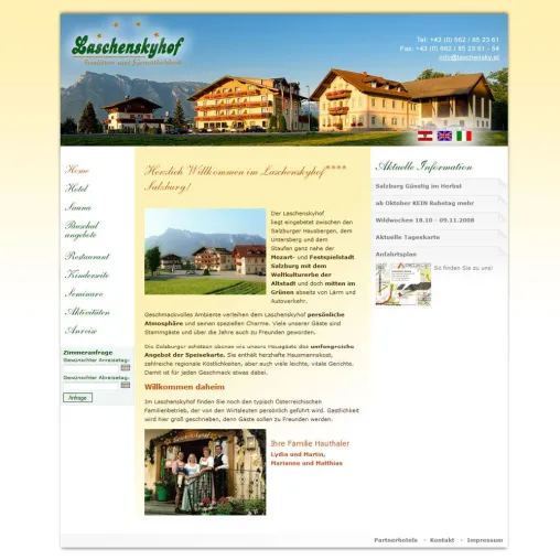 Bild: Laschenskyhof mit neuer Website - Per Mausklick entscheiden, was man am Abend speist