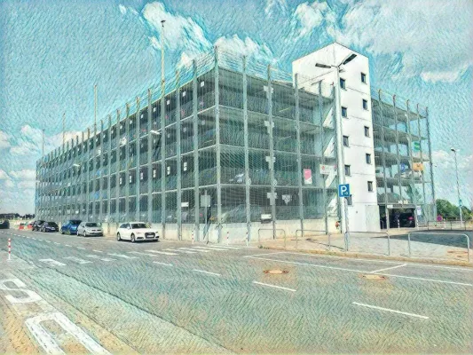 Bild: Airport Parking Luxembourg. Parkplatzmöglichkeiten und Verbindungen.