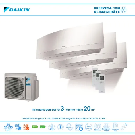 KLIMAANLAGEN - SET VON DAIKIN FÜR 3 ZIMMER MIT BIS ZU JE 20 M² Bild: KLIMAANLAGEN - SET VON DAIKIN FÜR 3 ZIMMER MIT BIS ZU JE 20 M²