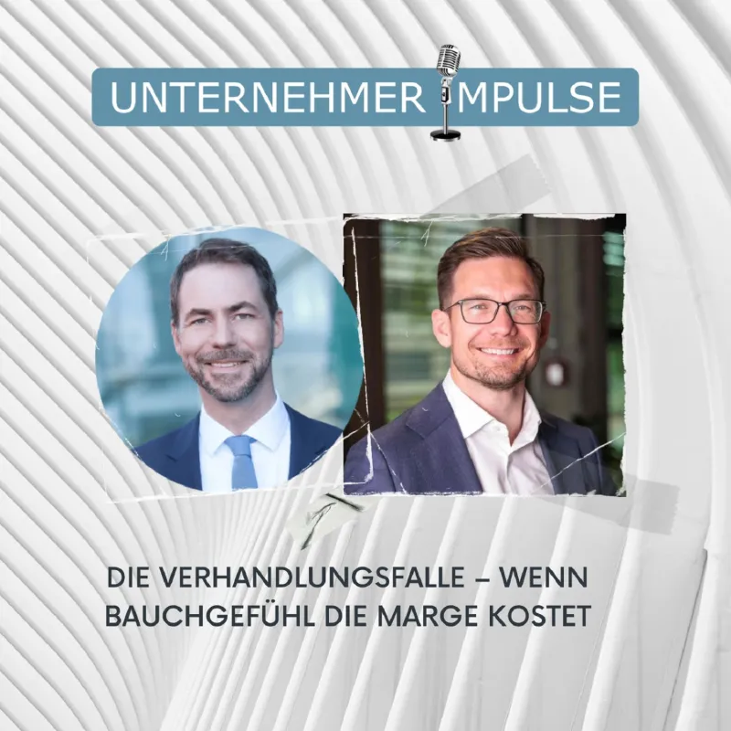Falco Novak (r) & Dennis Kahl (l) im Podcast Unternehmer Impulse über B2B-Verhandlungsstrategien. (© Dennis Kahl)