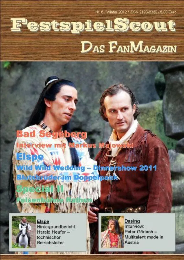 Das Titelbild von FestspielScout - Das FanMagazin Nr. 6 zeigt das Blutsbrüderpaar aus Rathen Marc Sc