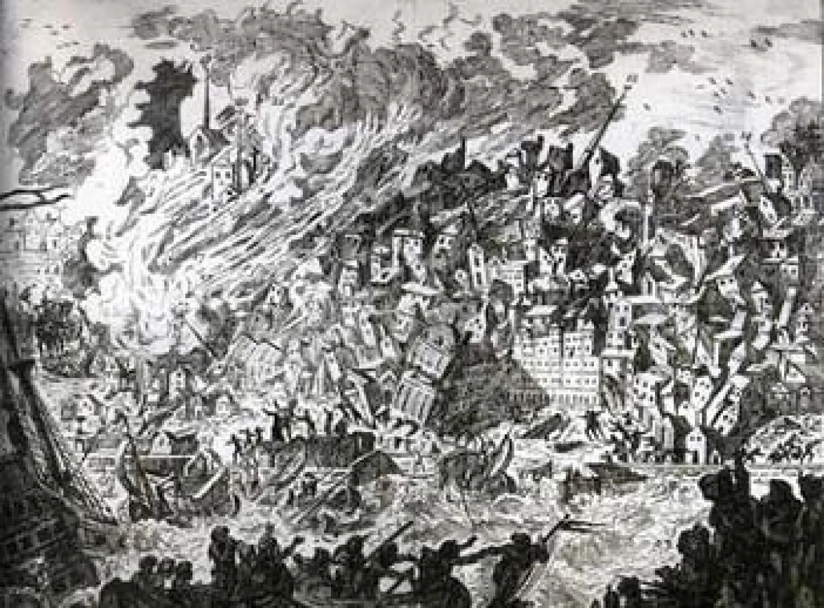 Das große Erdbeben in zeitgenössischer Darstellung