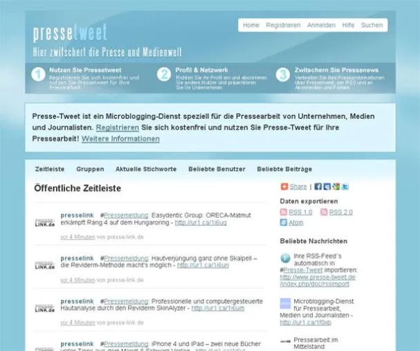 Bild: Presse-Tweet.de - Der Presse Microblogging-Dienst für die Pressearbeit ist erfolgreich gestartet