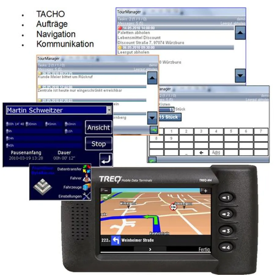Terminal mit Navigation, Aufträgen und Leergut-Rückerfassung