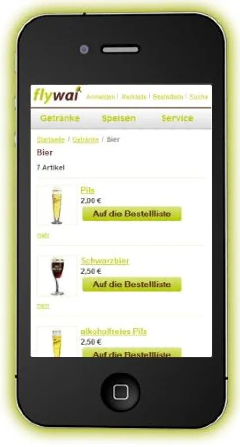 Smartphone als digitale Speisekarte