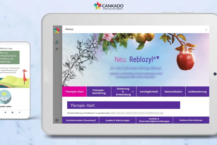 Bild: Die CANKADO Companion-APP: eine für Arzneimittel optimierte, digitale Anwendung für Pharmaunternehmen