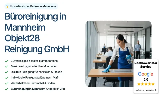 Bild: Arbeitsstättenverordnung: Büroreinigung in Mannheim als Compliance-Pflicht für Arbeitgeber