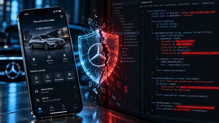 Bild: Mercedes-Benz me App gehackt: 28 Zugangsdaten und OAuth-Secrets öffentlich im Quellcode