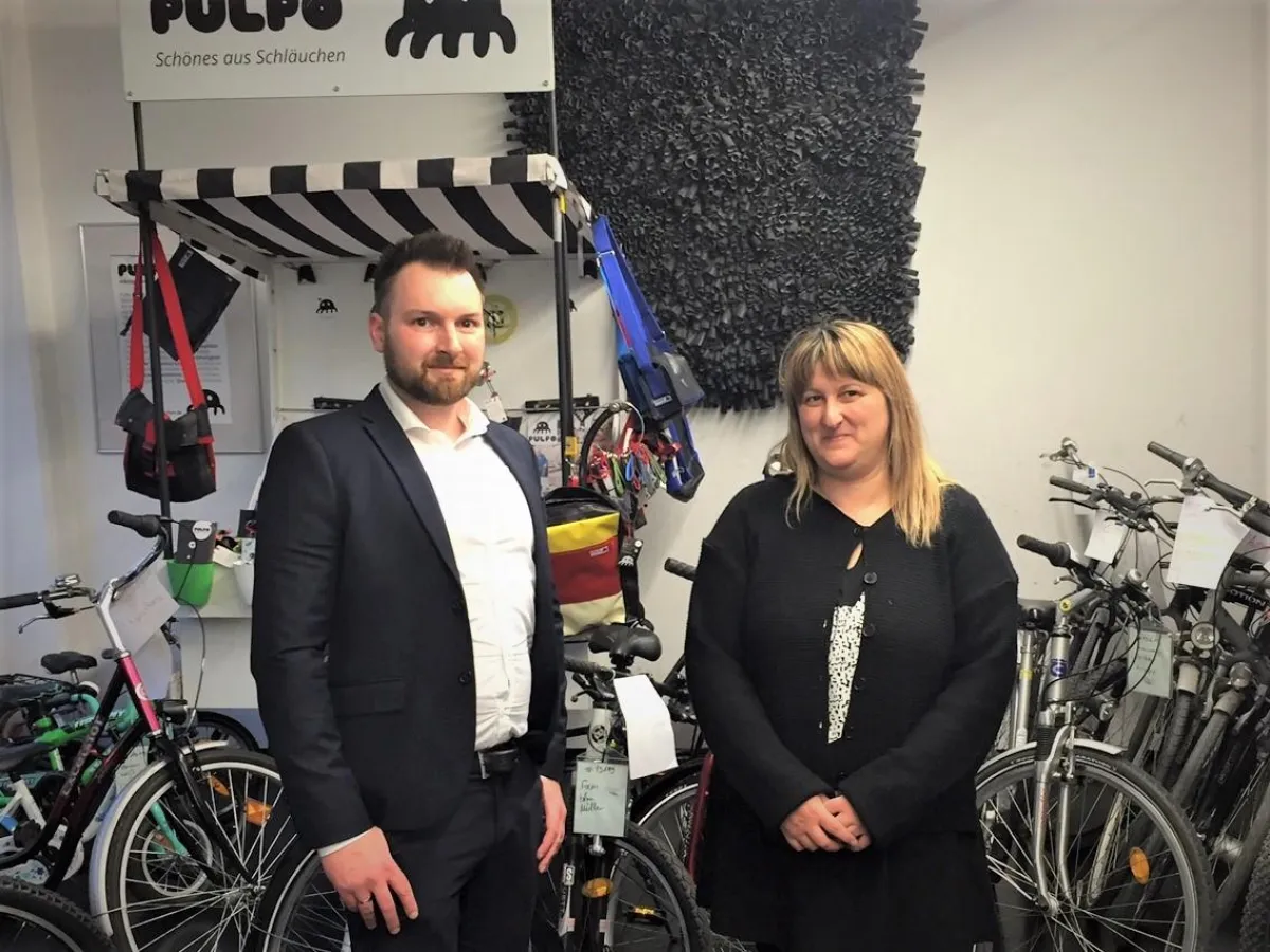Stefan Helminger (Schwaiger Group) & Athanasia Geteridou (Dynamo Fahrradservice Biss e. V.)