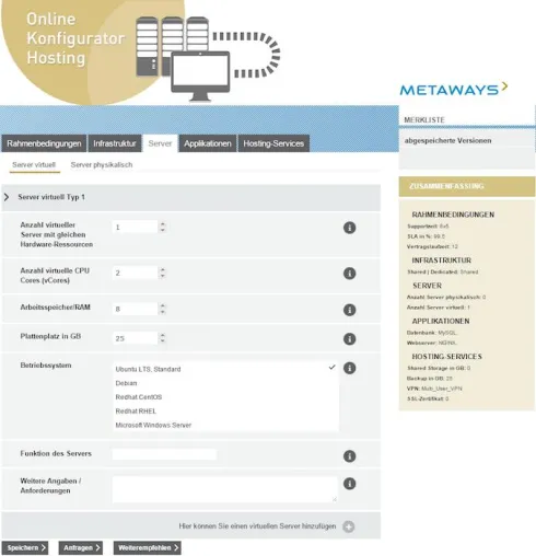 Metaways stellt Online-Angebotskonfigurator für individuelle Hosting-Umgebungen bereit Bild: Metaways stellt Online-Angebotskonfigurator für individuelle Hosting-Umgebungen bereit