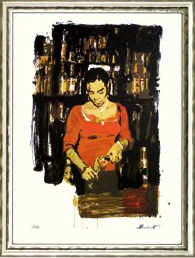 Alexander Kotchetow, Kellnerin in Rot. Originalgraphik, ArteViva-Edition