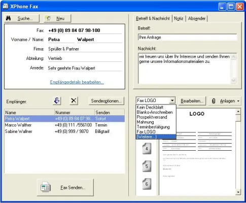 Neu: XPhone Fax 1.0 mit leistungsfähiger Datenbankintegration - C4B zeigt neue Faxlösung auf der CeBIT Bild: Neu: XPhone Fax 1.0 mit leistungsfähiger Datenbankintegration - C4B zeigt neue Faxlösung auf der CeBIT