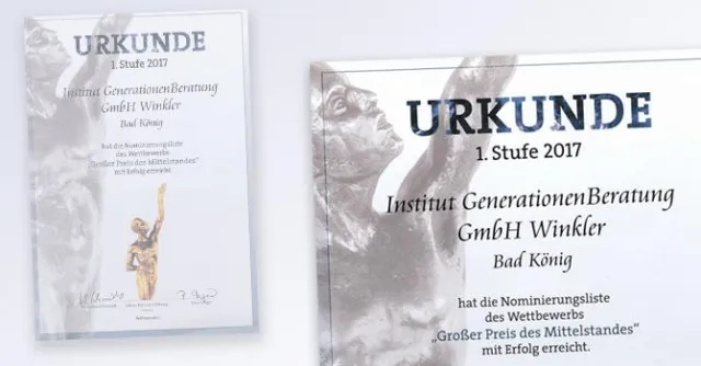 Bild: Institut GenerationenBeratung für „Großer Preis des Mittelstandes 2017“ nominiert