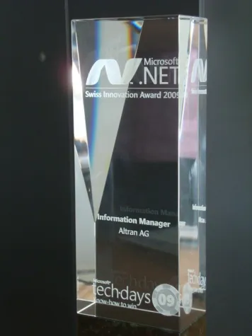 Bild: ALTRAN Information Manager mit dem «Microsoft Swiss.NET Innovation Award 2009» ausgezeichnet