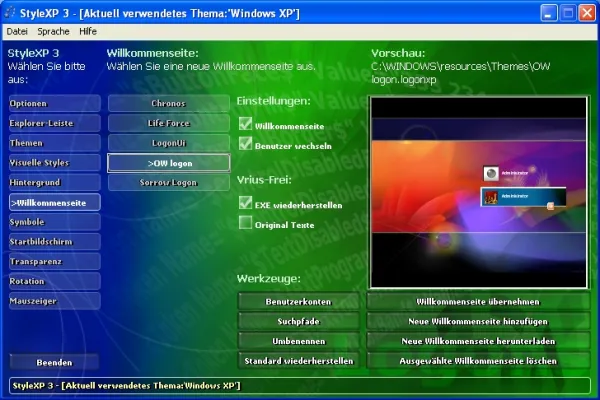 Bild: StyleXP 3: Schräge Kosmetik für Windows