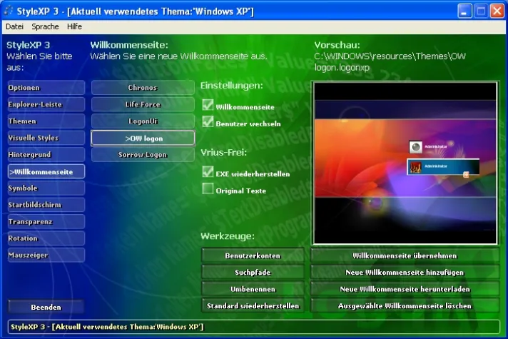 Bild: StyleXP 3: Schräge Kosmetik für Windows