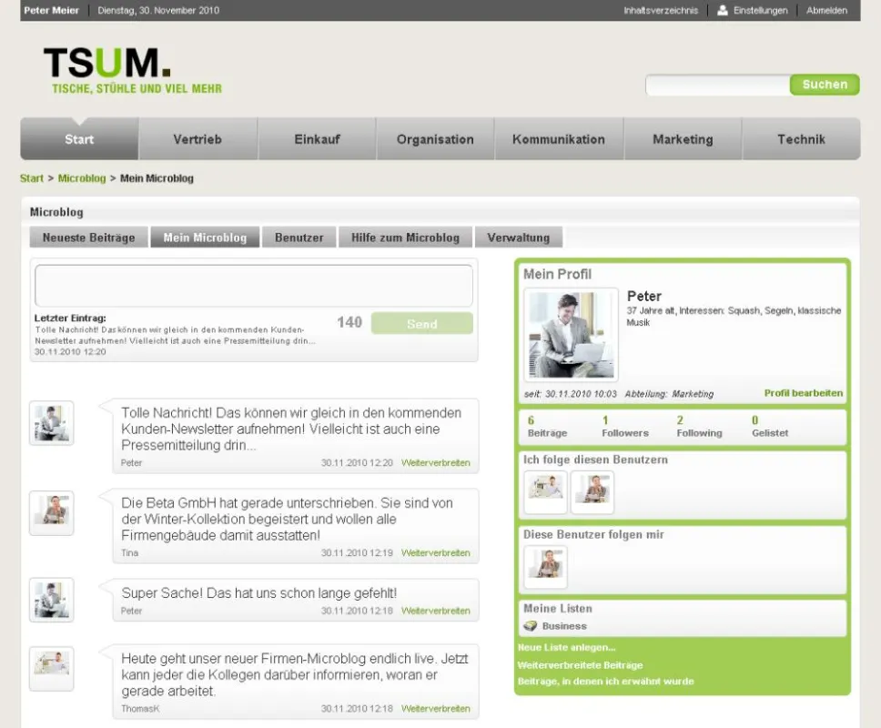 Der Intrexx Microblog für Unternehmen