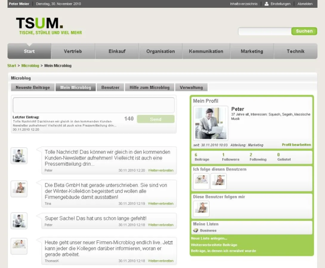 Der Intrexx Microblog für Unternehmen