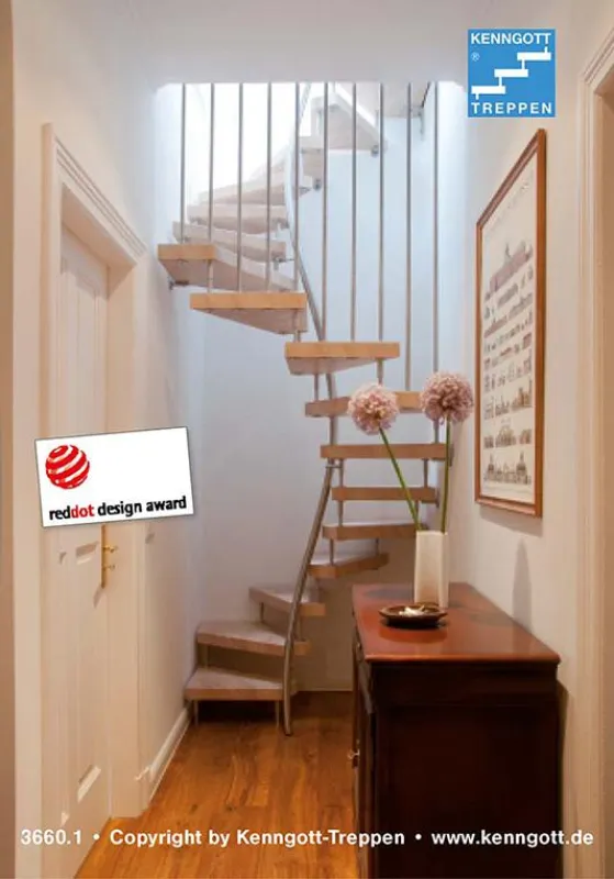 1m²-Treppe lässt sich trotz des kleinen Grundrisses sicher und komfortabel begehen. (Foto: Kenngott)