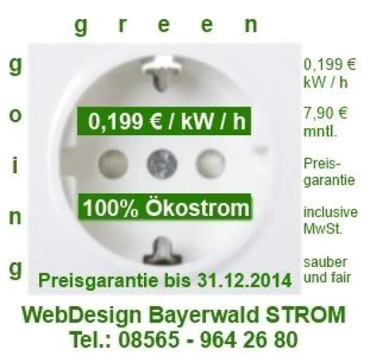 Bild: Ökostrom für 19,9 Cent bei WebDesign Bayerwald STROM