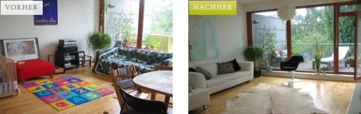 Wohnraum vorher - nachher