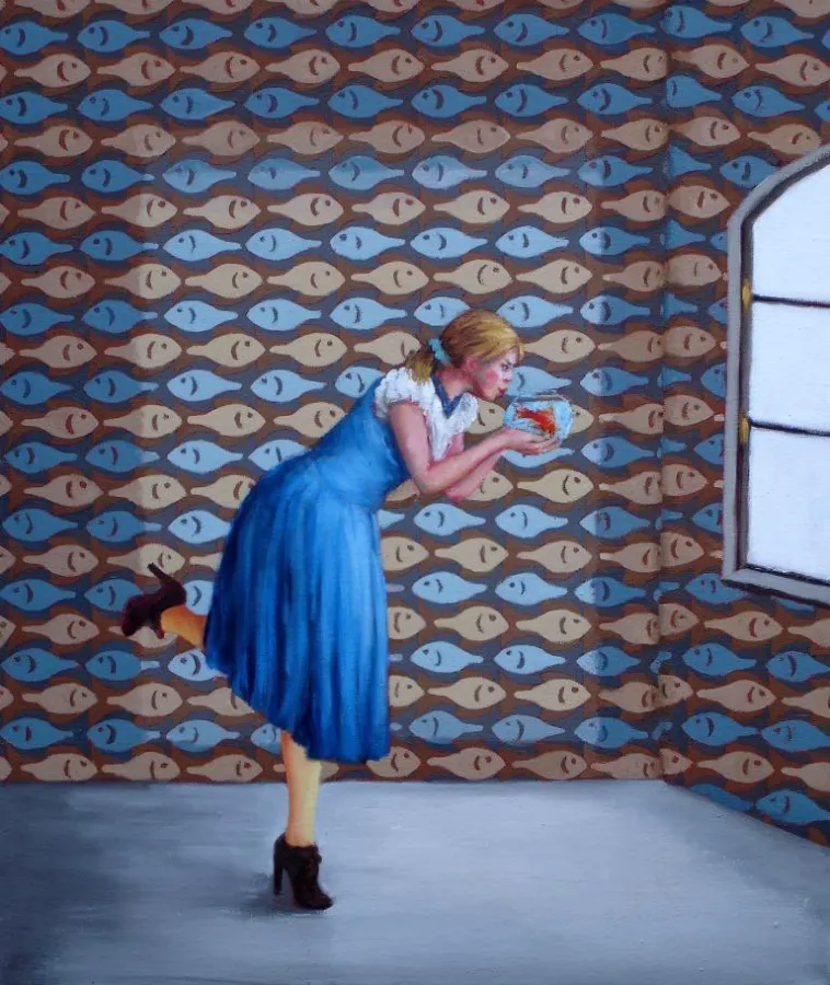 Eisenbeis-Mädchen und Goldfisch