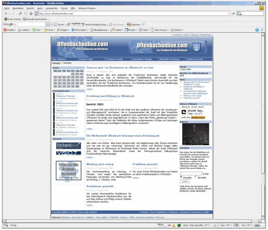 Screenshot Website \'offenbachonline.com\'