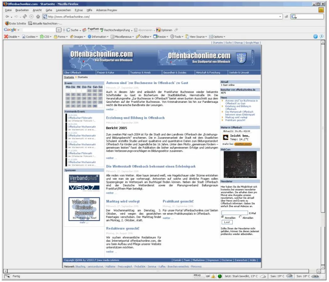 Screenshot Website \'offenbachonline.com\'