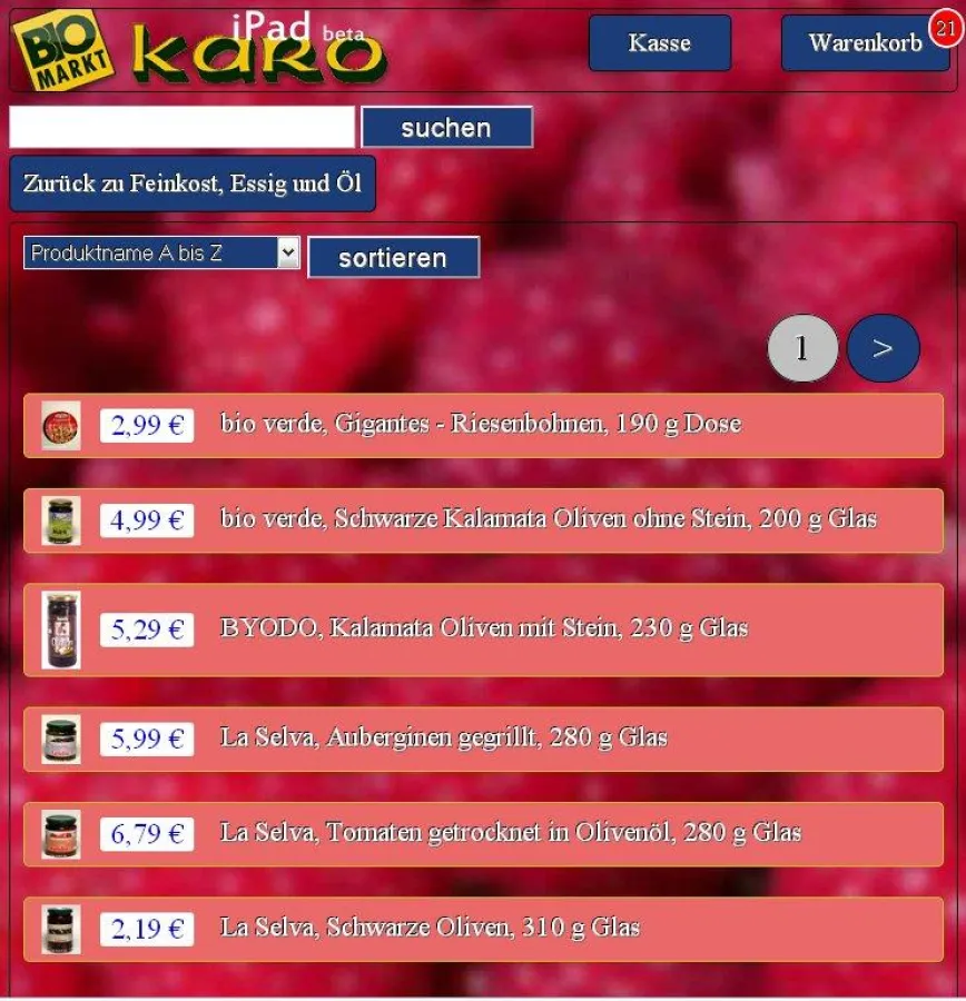 Naturkost auf dem iPad einkaufen