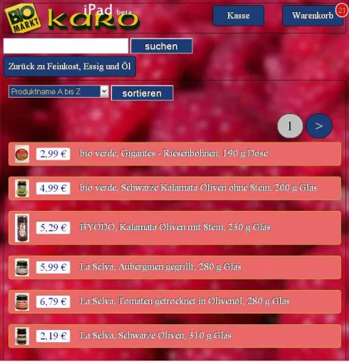 Bild: Bio-Onlineshop mit iPad-Oberfläche