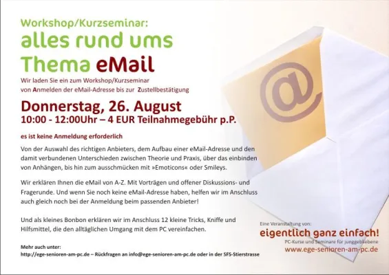 Bild: Alles rund um die eMail – Kurzseminar für Senioren am 26.August 2010