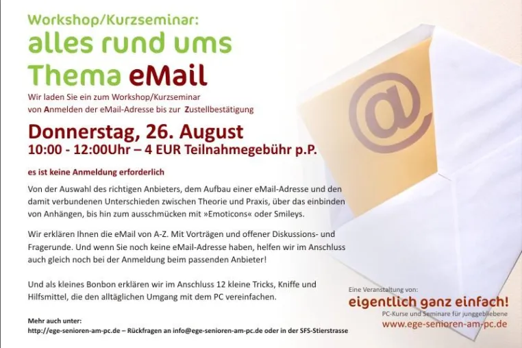 Bild: Alles rund um die eMail – Kurzseminar für Senioren am 26.August 2010